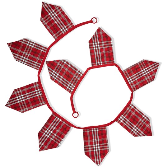 tagltd; Woven Plaid Pendant Garland - Decorative Wall Banners for Holiday Decor, Christmas Red Cotton, 7.5 in H x 72 in L; Category:Christmas Garlands; Image:1